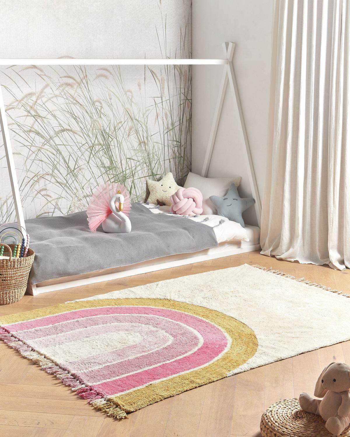KINDERTEPPICH Rosa 140/200 cm Baumwolle Tatarli - Beige, Textil (140/200cm) - Beliani