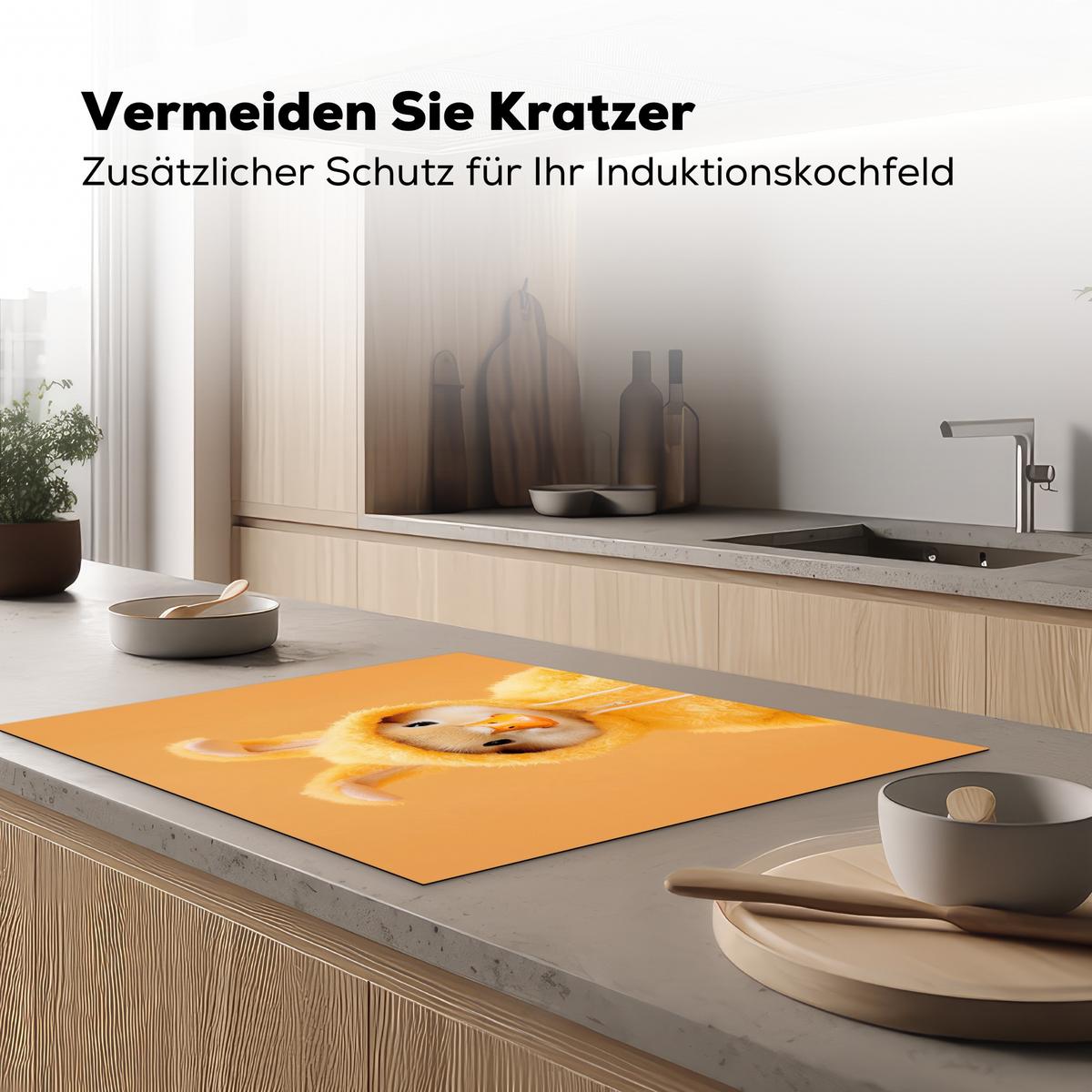 HERDABDECKPLATTE Osterhase - Kostüm - Ente Induktionsmatte 77x59 cm - Gelb, Kunststoff (77/59/0.2cm) - MuchoWow