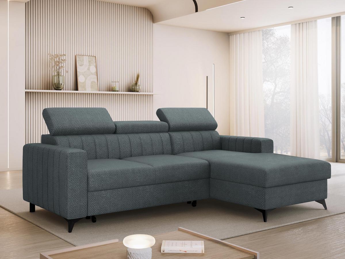ECKSOFA Milano, Seite: Rechts 2R+LC - Blaugrau/Schwarz, Holz/Textil (236/172cm) - MIRJAN24