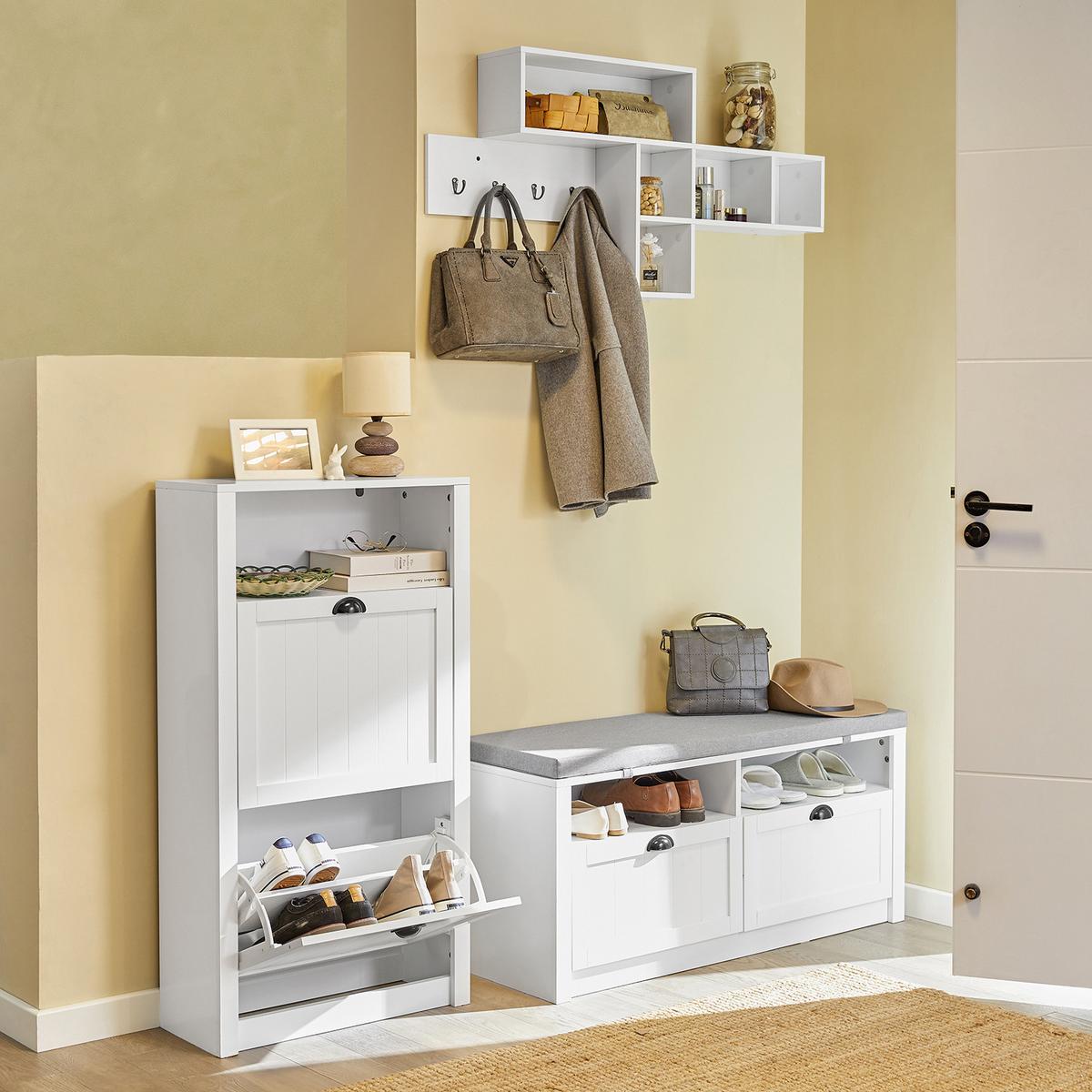 SCHUHSCHRANK Weiß - Weiß, Holzwerkstoff (60/110/24cm) - SoBuy