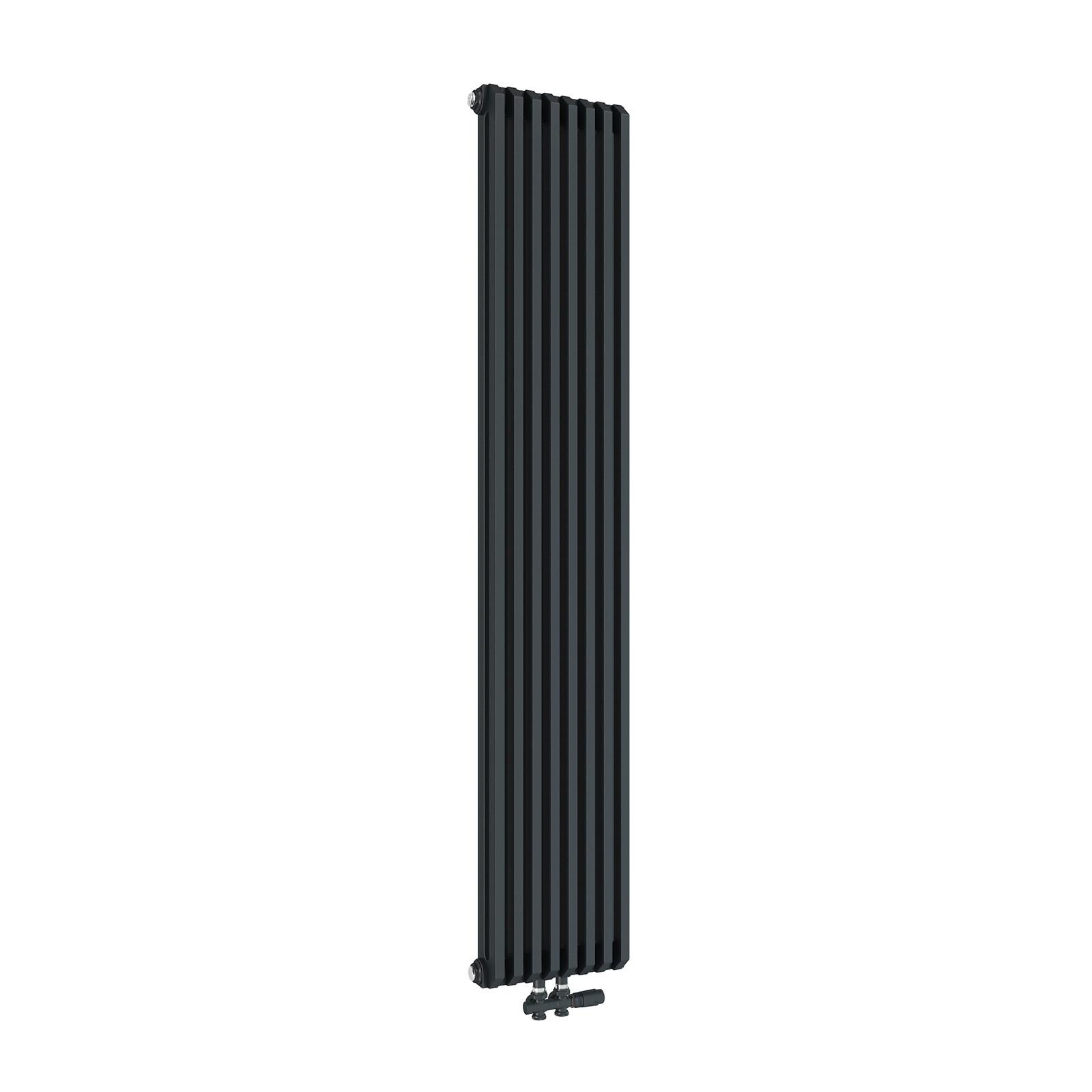 HEIZKÖRPER D-Profil Vertikal Mittelanschluss Anthrazit 180/34,8 cm - Anthrazit, Metall (35/180/10cm) - EMKE