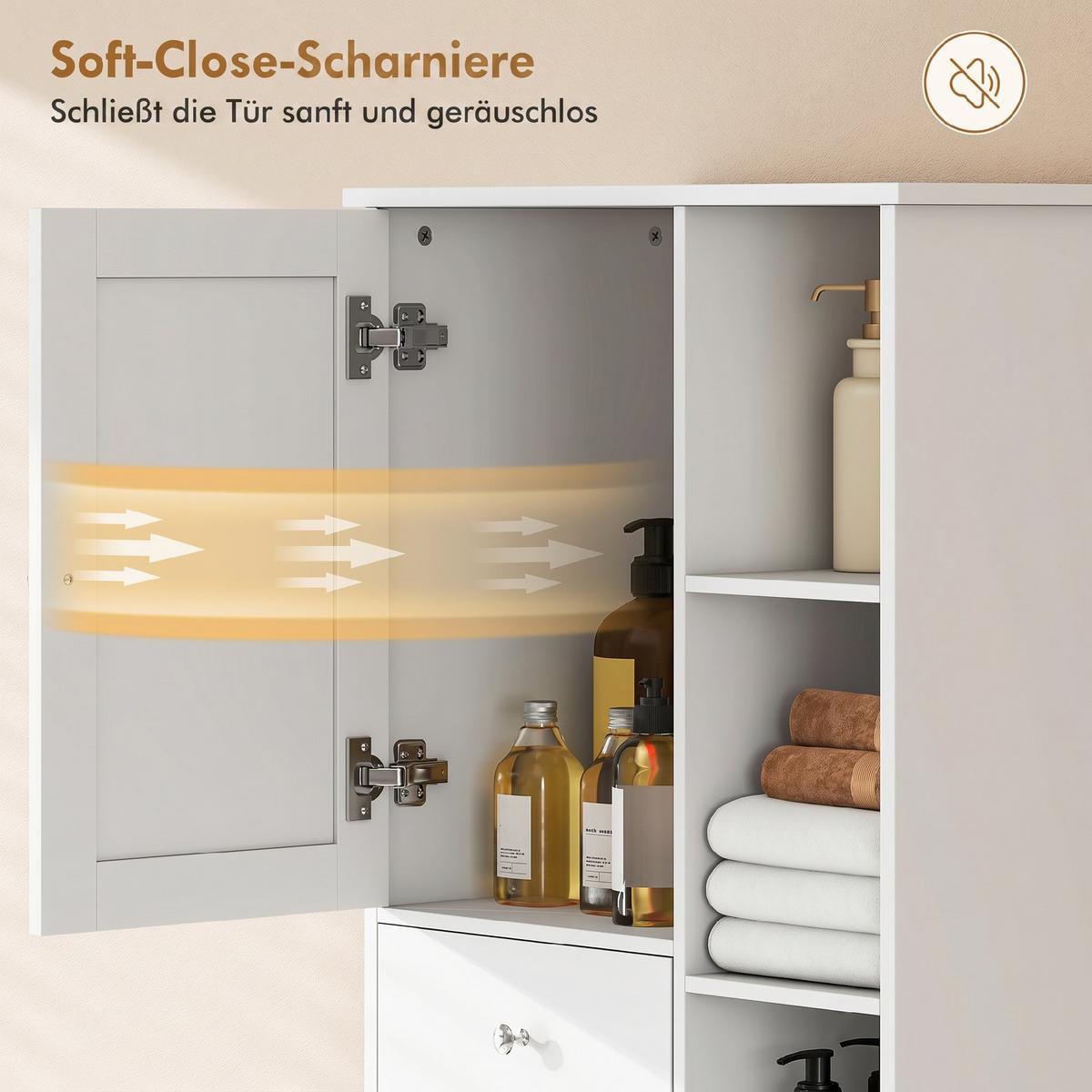 BADEZIMMERSCHRANK MDF Weiß - Weiß, Holzwerkstoff/Metall (28.8/171/60cm) - HOMCOM