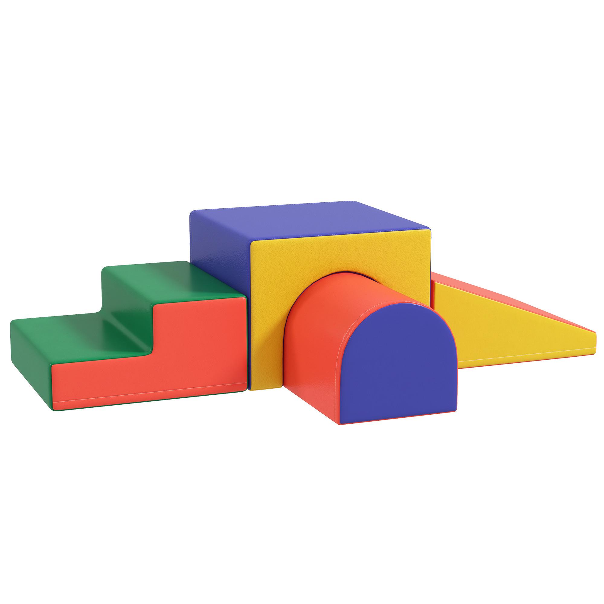 BAUSTEINSET 4er-Set Schaumstoff Bausteine Bauspielzeug für 1-3 Jahre alt Kinder - Rot, Kunststoff (50/39/150cm) - HOMCOM