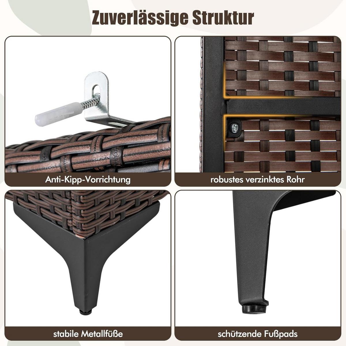 GARTENSCHRANK Braun - Braun, Kunststoff (72/157/50cm) - COSTWAY