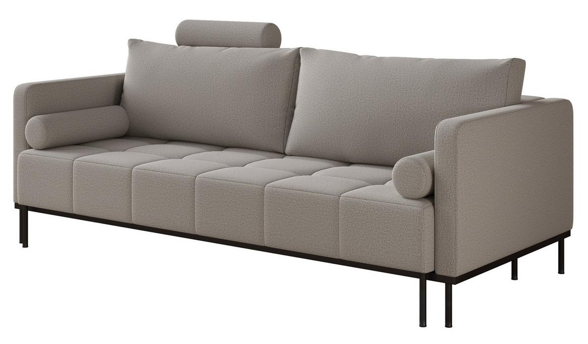SCHLAFSOFA Skilia mit Schlaffunktion, 3-Sitzer 224 cm - Schwarz/Grau, Textil/Metall (224/85/102cm) - Selsey