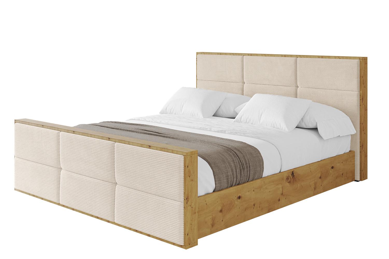 POLSTERBETT mit Bettkasten, Fußteil und Lattenrost, Boxbett mit Matratze H3/H4 - ENZO1-Z 180x200 Beige - Creme, Holzwerkstoff/Textil (180/200cm) - ALTDECOR