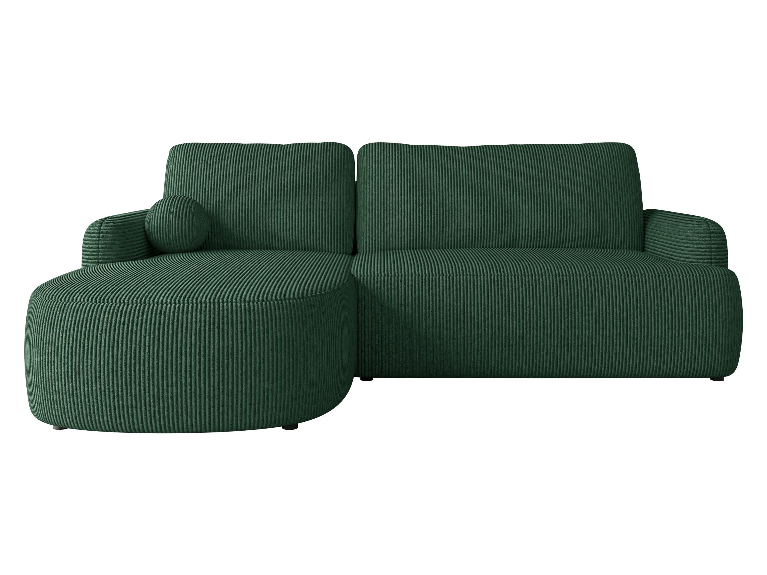 ECKSOFA Loridu Cord, Seite: Links - Dunkelgrün/Schwarz, Holz/Kunststoff (250/174cm) - MIRJAN24