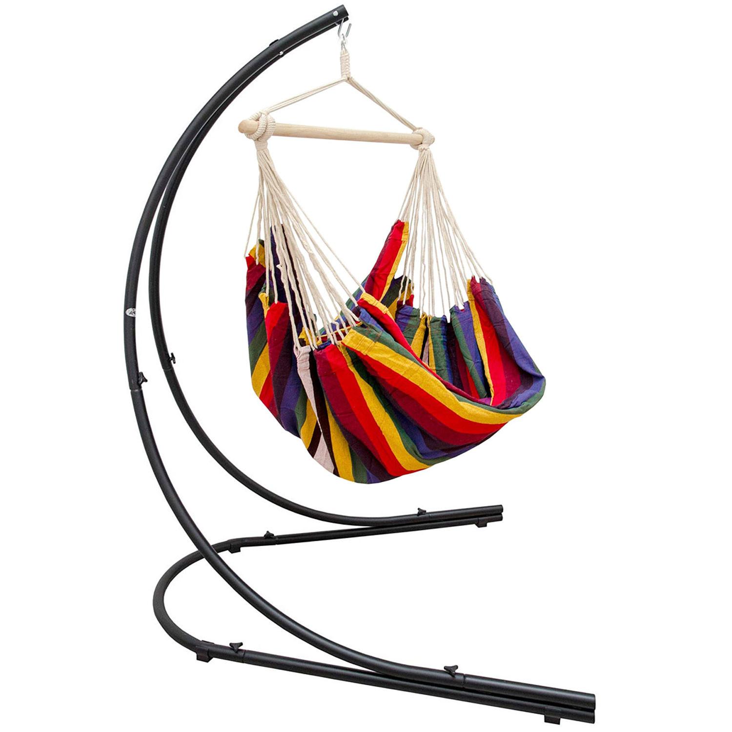 XL HÄNGESTUHL mit Gestell 210/140 cm , Multicolor/Schwarz - Multicolor, Textil (140/210/160cm) - Amanka