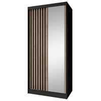 SCHWEBETÜRENSCHRANK Donatello mit 2 Türen und Schubkasteneinsatz, 100 cm, Schwarz+eiche Artisan - Schwarz/Eiche Artisan, Holzwerkstoff (100/205/60cm) - Beautysofa