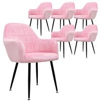 ESSZIMMERSTUHL 6er Set Rosa Samt - Pink/Schwarz, Textil/Metall (60/84/58cm) - ECD-Germany