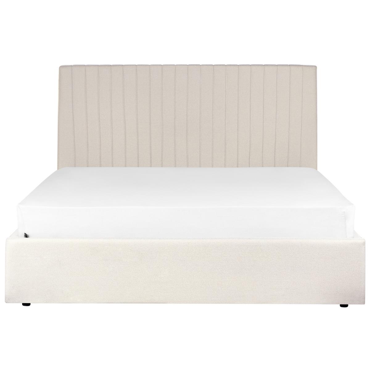 BETT mit Stauraum 160/200 cm Stoff Hellbeige Vion - Beige, Textil (160/200cm) - Beliani