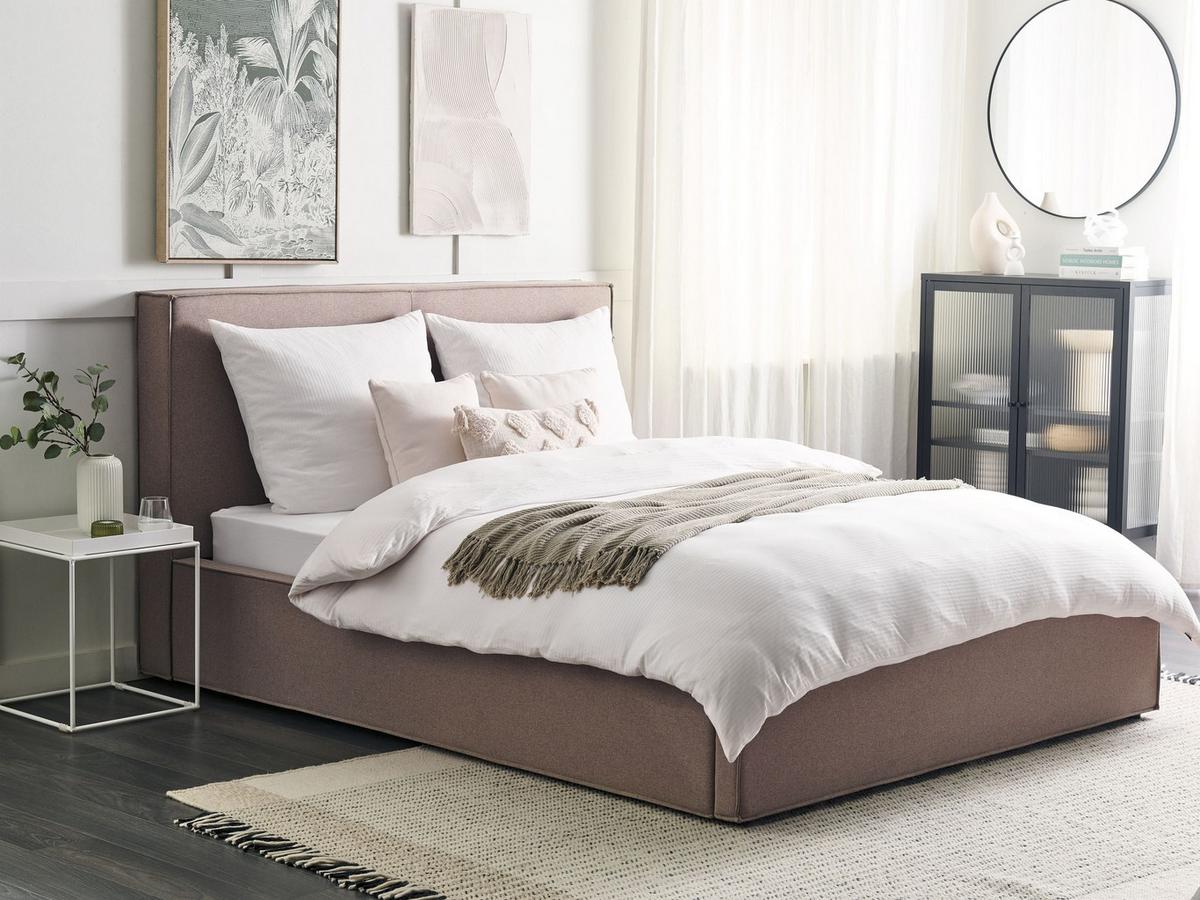 POLSTERBETT 160/200 cm Taupe Moissac - Taupe, Textil (160/200cm) - Beliani