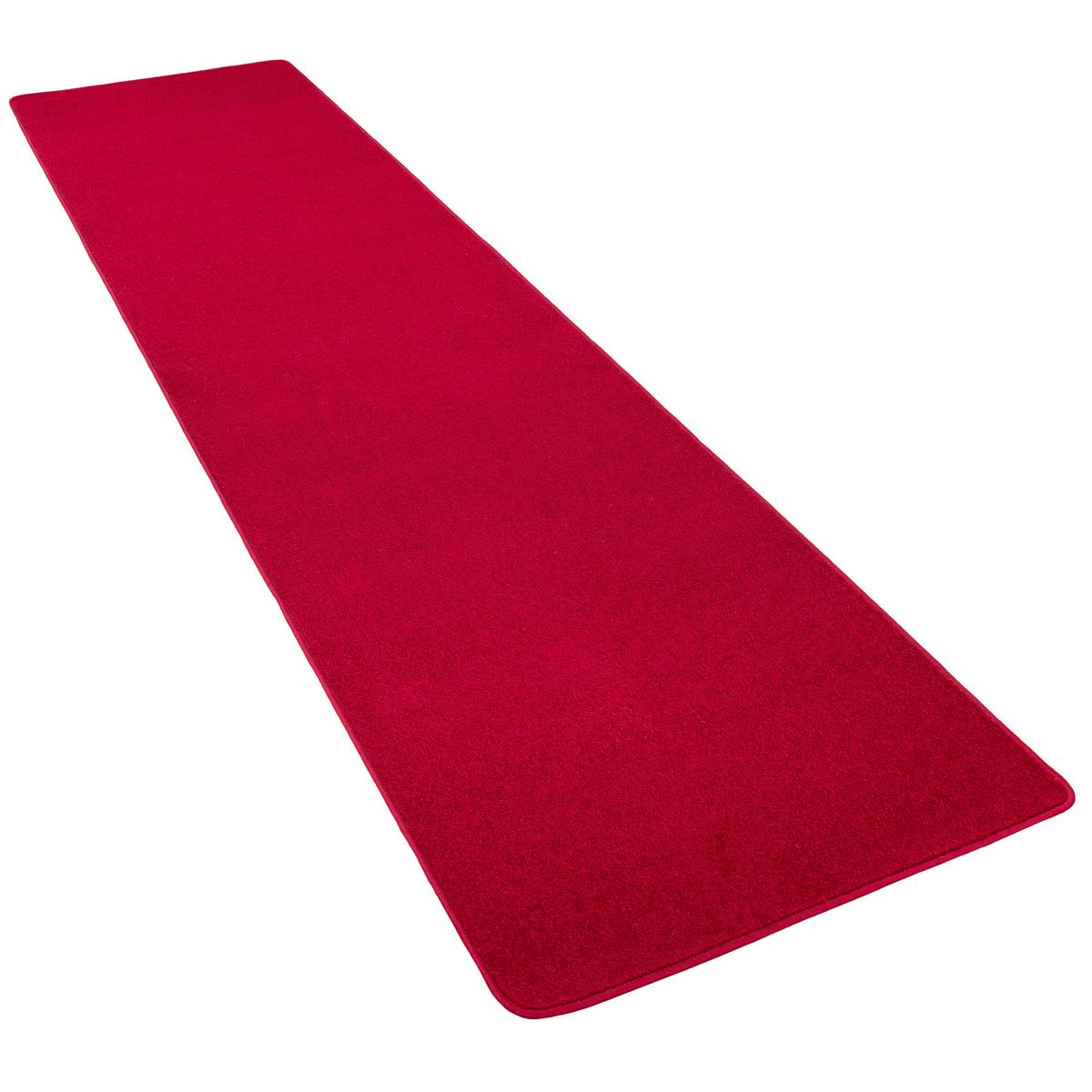 TREND VELOURS LÄUFER TEPPICH JOY - Rot, Textil (100/100cm) - Snapstyle