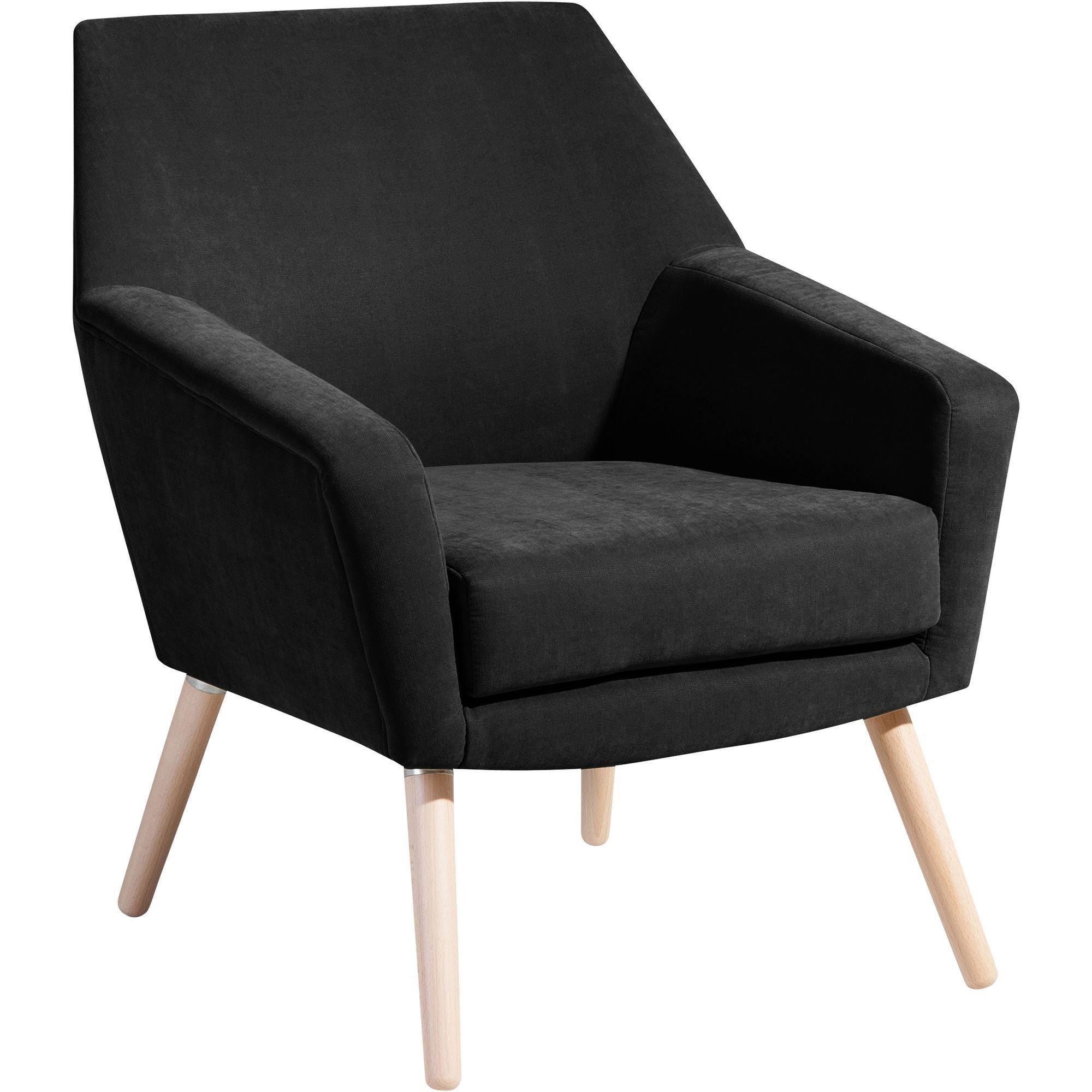 SESSEL Kachka Bezug Veloursstoff Buche natur / schwarz - Schwarz, Kunststoff (71/81/67cm) - 58aufmkessel
