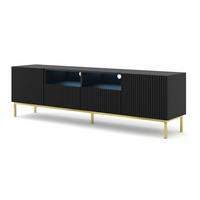 TV LOWBOARD Schwarz, Schwarz, Gold 200/58/42 - Schwarz, Holzwerkstoff (200/58/42cm) - RAUMHIRSCH FURNITURE