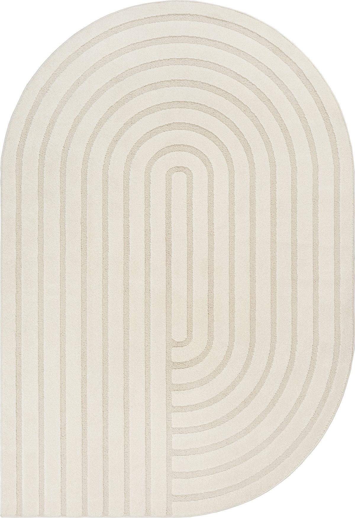 KURZFLORTEPPICH Geometrisch CETINA Polypropylen Creme 160 x 230 cm - Beige, Textil (160/230cm) - KADIMA DESIGN