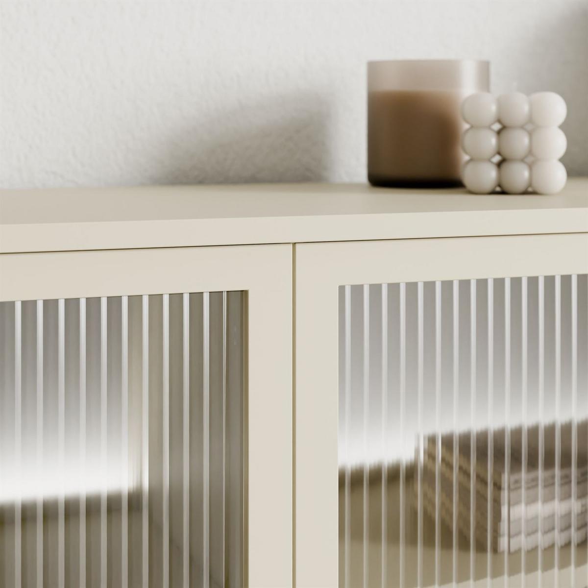 SIDEBOARD LINEA mit Glasfronten und LED-Beleuchtung Kaschmir - Kaschmir, Holzwerkstoff (181/83/39cm) - Lookway