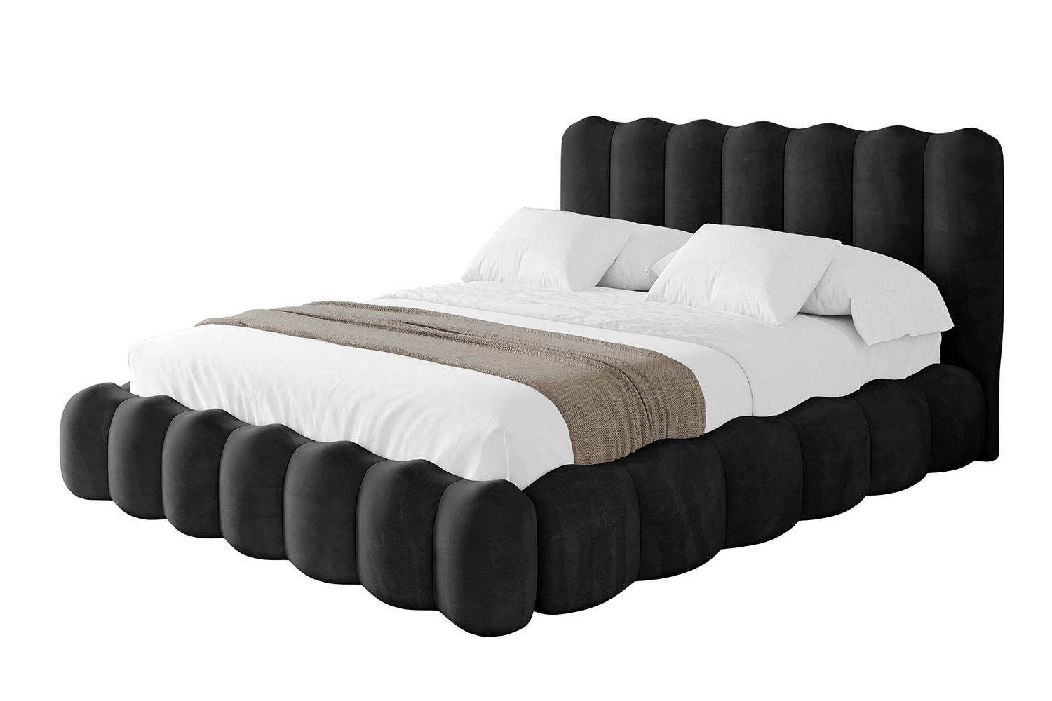 POLSTERBETT mit Bettkasten und Lattenrost, Boxbett ohne Matratze - SORA 180x200 Schwarz - Schwarz, Holzwerkstoff/Textil (180/200cm) - ALTDECOR
