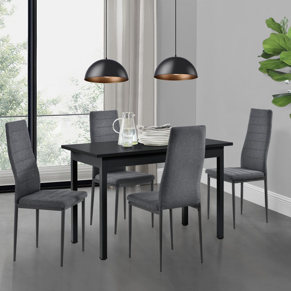 ESSGRUPPE Honningsvåg - Schwarz, Holzwerkstoff/Textil (120/75/60cm) - [en.casa]