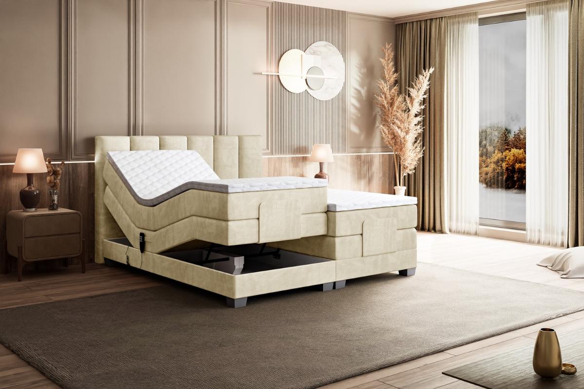 BOXSPRINGBETT elektrisch verstellbar mit 2 Matratzen H4/Taschenfederung AMEL EL 200 x 200 Beige - Beige, Holzwerkstoff (207/200cm) - ALTDECOR