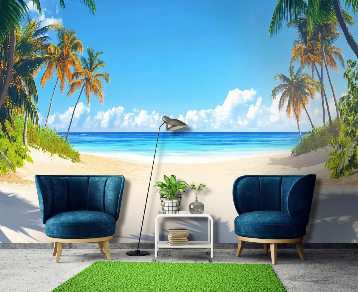 FOTOTAPETE 3D Effekt Strand Meer Natur Tapete Wohnzimmer 400x280 - Multicolor, Papier (400/280cm) - Wallarena
