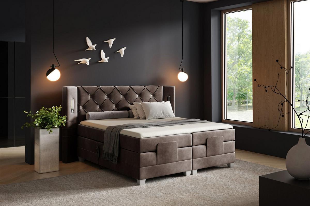 BOXSPRINGBETT Elektrisch Steve - Braun, Holzwerkstoff/Textil (120/200cm) - Fun Möbel