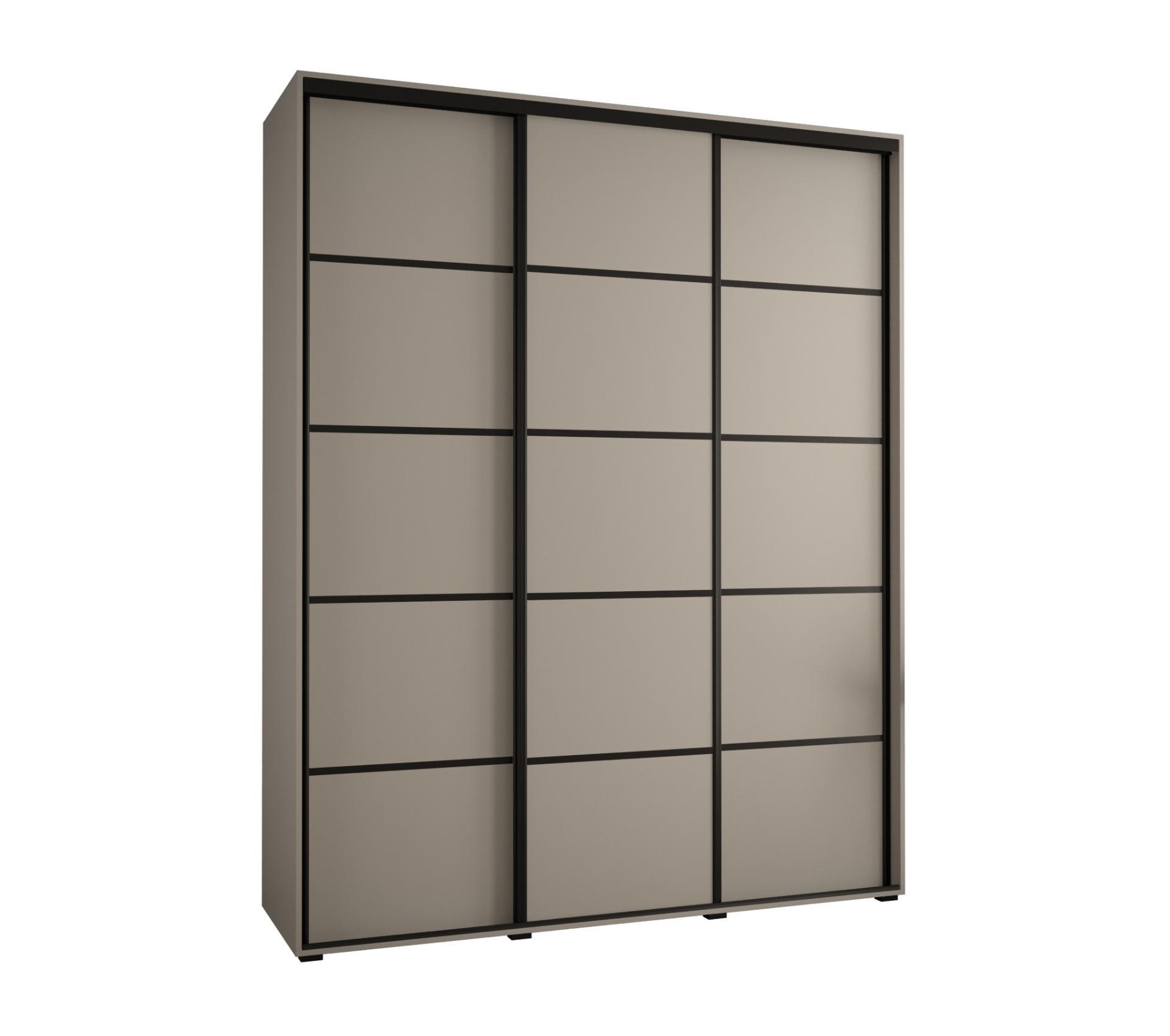 SCHWEBETÜRENSCHRANK 235,2/200/60 3-türig - Kaschmir/Schwarz, Holz/Metall (200/235.2/60cm) - MÖBEL KRYSPOL