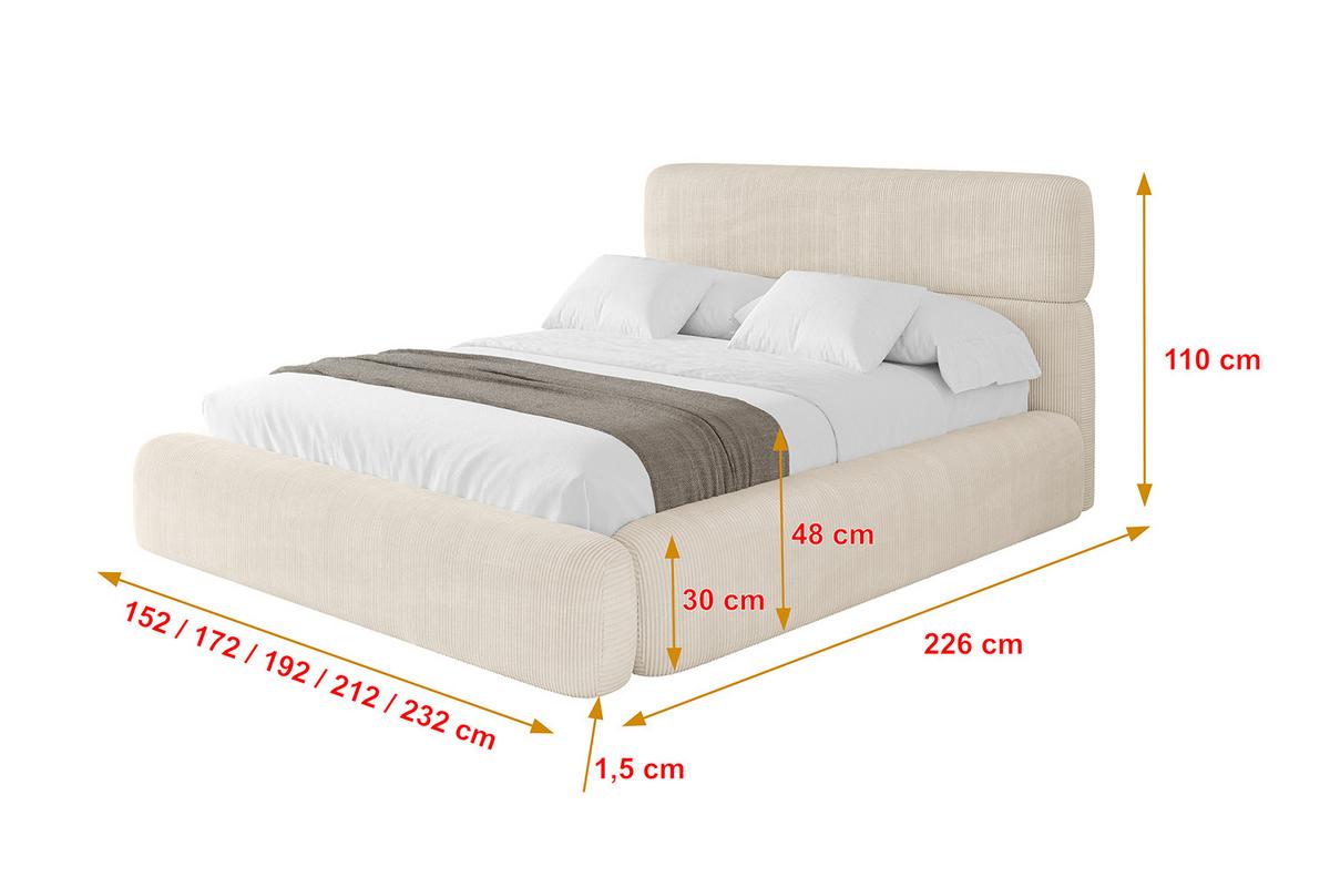 POLSTERBETT mit Bettkasten und Lattenrost, Boxbett ohne Matratze - ENORA 180x200 Beige - Creme, Holzwerkstoff/Textil (180/200cm) - ALTDECOR