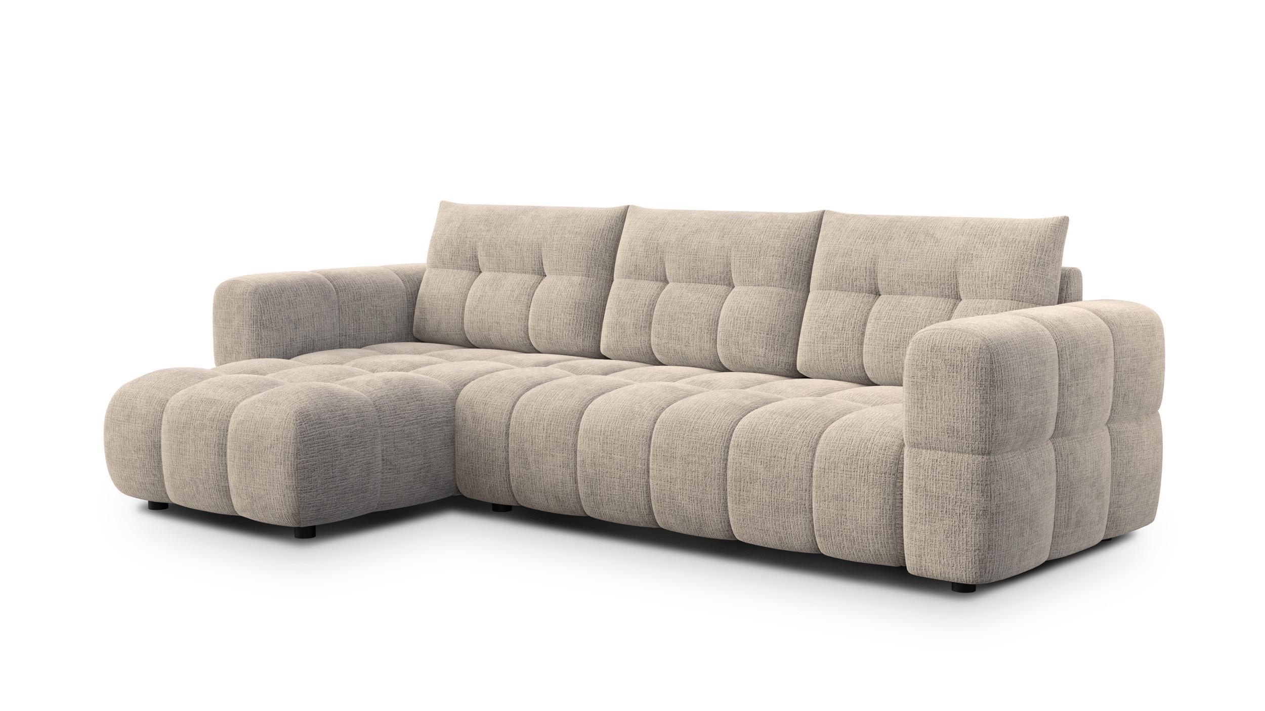 ECKSOFA CLOUDI 4-Sitzer links, beige - Beige/Schwarz, Holz/Textil (294/160cm) - Wozimo