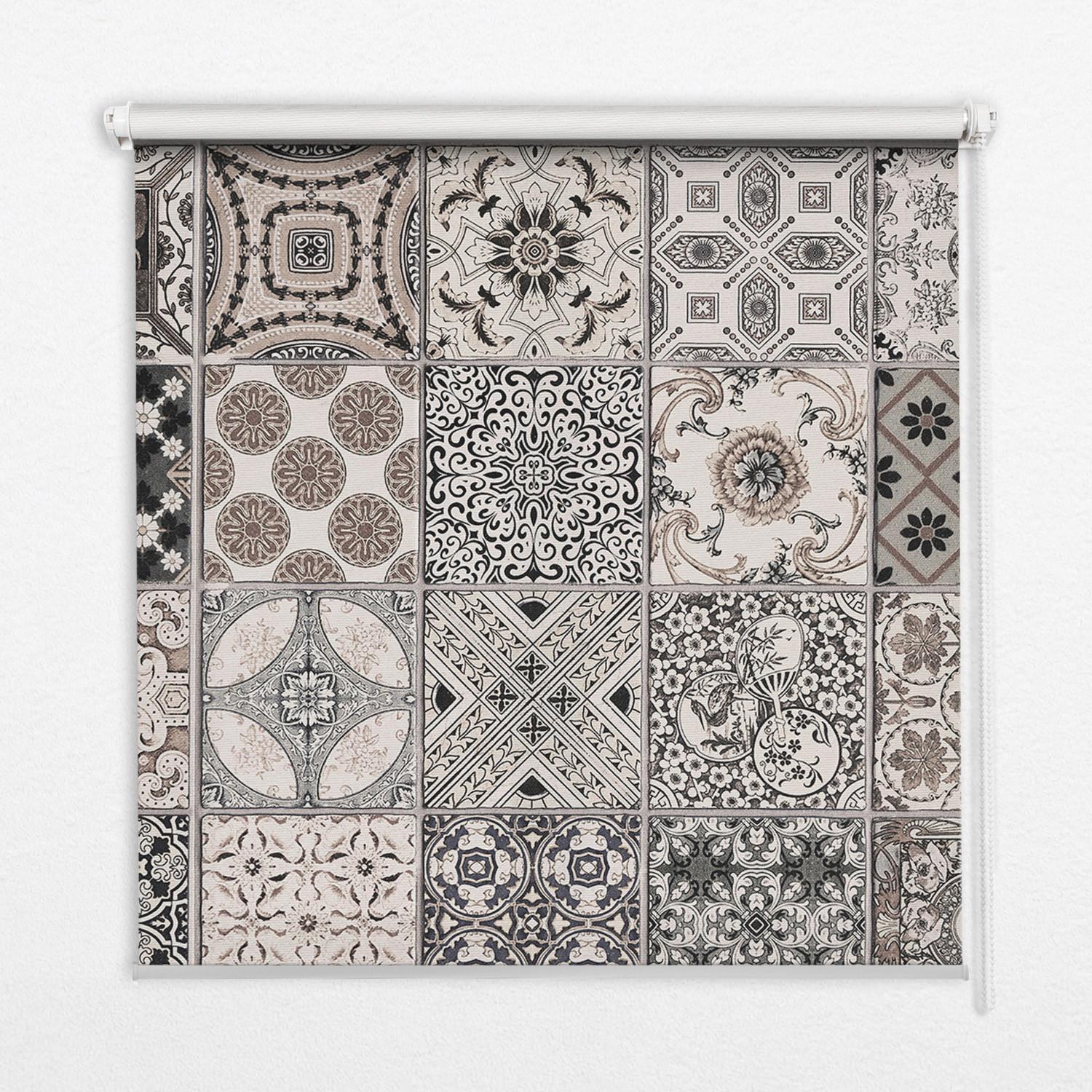 INNENROLLO - Fensterrollo - Rollo - 90x140 cm - Portugiesische Muster - Grau, Kunststoff (90/140/0.5cm) - TULUP