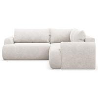 ECKSCHLAFSOFA Ovo CREMEFARBENER STOFF universell MIT BETTKASTEN - Creme/Schwarz, Kunststoff/Textil (245/245cm) - Selsey