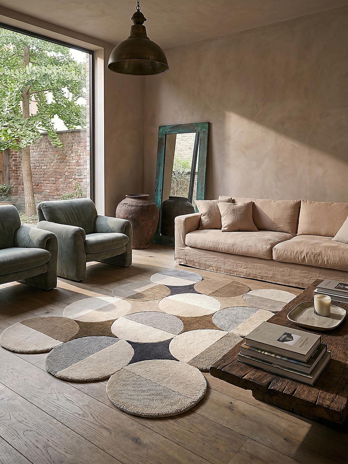 WOLLTEPPICH HALLEIN, mit Wellenmuster, Beige-Braun, 160 x 230 cm - Beige, Textil (230/160cm) - KADIMA DESIGN