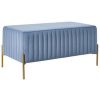 POLSTERBANK Samtstoff Blau Utah - Blau, Textil (91/43/47cm) - Beliani