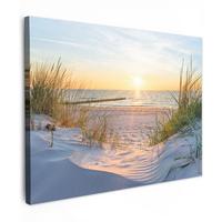 LEINWANDBILD Strand - Sonne - Düne - Gras - Sand - Horizont Wandbild 40x30 cm - Hellblau, Textil (40/30cm) - MuchoWow