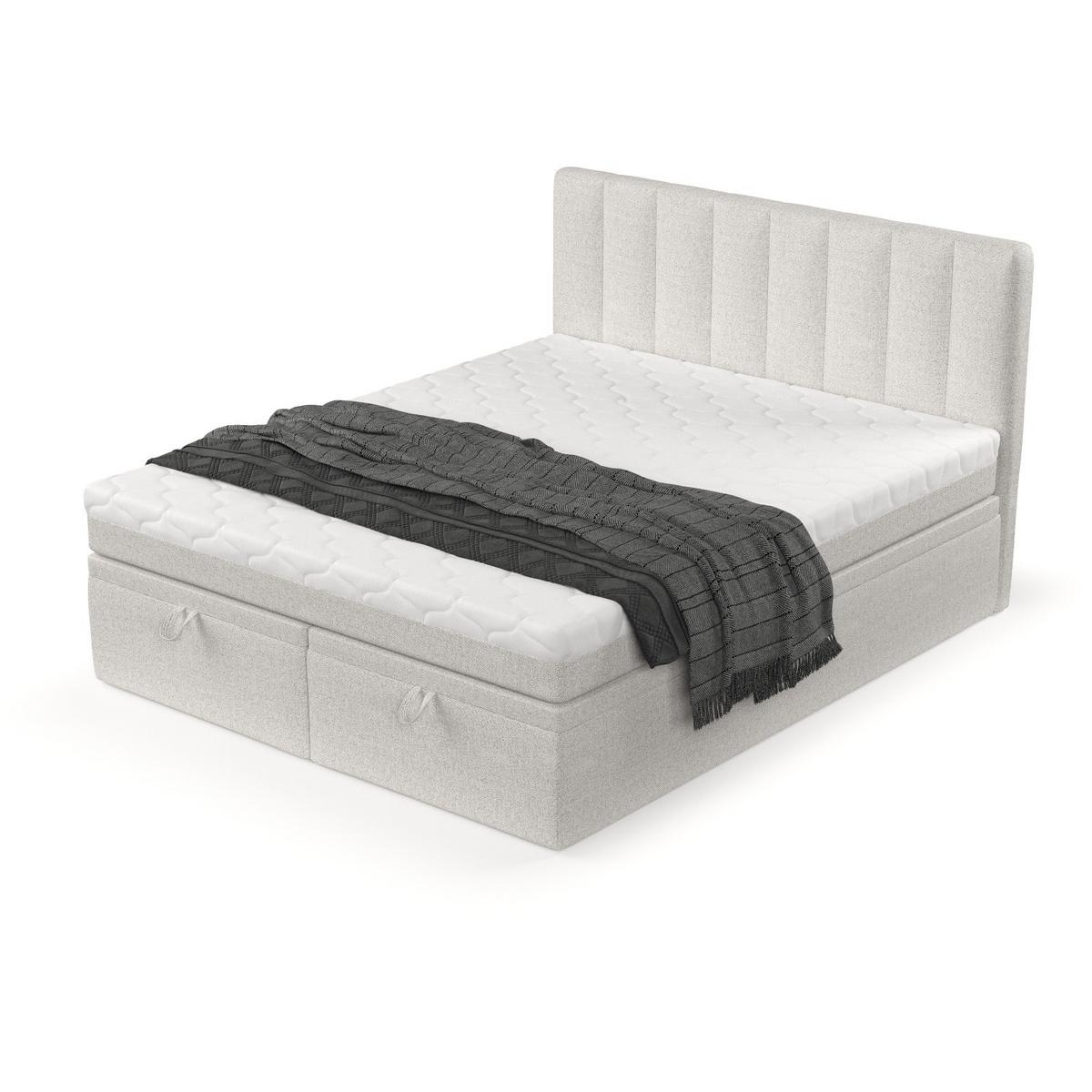 BOXBETT Lume 160/200 cm Hellbeige im Riva Stoff - Sandfarben/Schwarz, Holz/Holzwerkstoff (160/200cm) - AltaBeds
