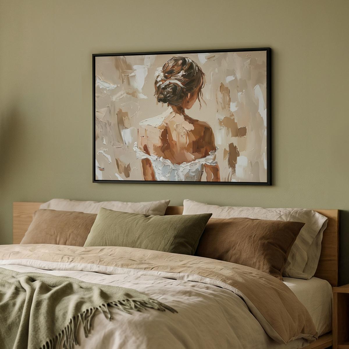LEINWAND Bilder mit Rahmen - Frau - Farbe - Abstrakt - Beige - Modern - 80x60 - Sandfarben, Textil (80/60cm) - MuchoWow