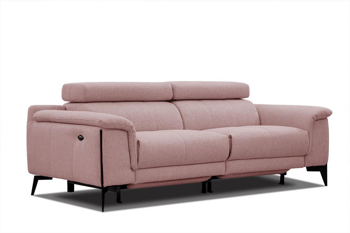 RELAXSOFA MATERA 3-Sitzer mit 2 Relaxfunktionen, hellrot - Hellrot/Schwarz, Holzwerkstoff/Textil (212/82/103cm) - Wozimo