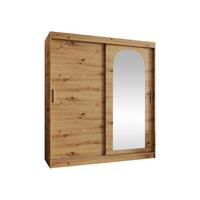 SCHWEBETÜRENSCHRANK Selfie 180 cm - Silberfarben/Eiche Artisan, Holzwerkstoff/Kunststoff (180/200/62cm) - MIRJAN24