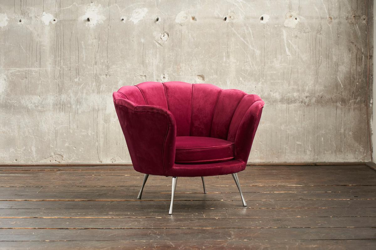 SESSEL NARLA Rot Velvet - Rot/Silberfarben, Textil (97/78/70cm) - KAWOLA