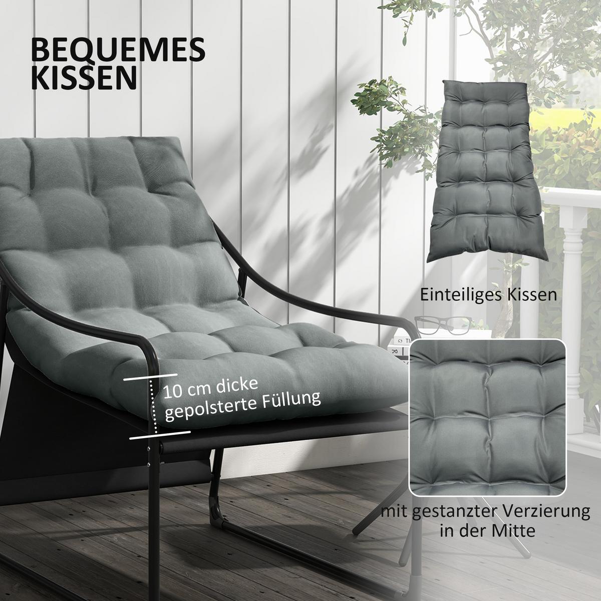 GARTENSESSEL, Stahl, Polyester, Grau - Grau, Metall (110/88/62cm) - Outsunny