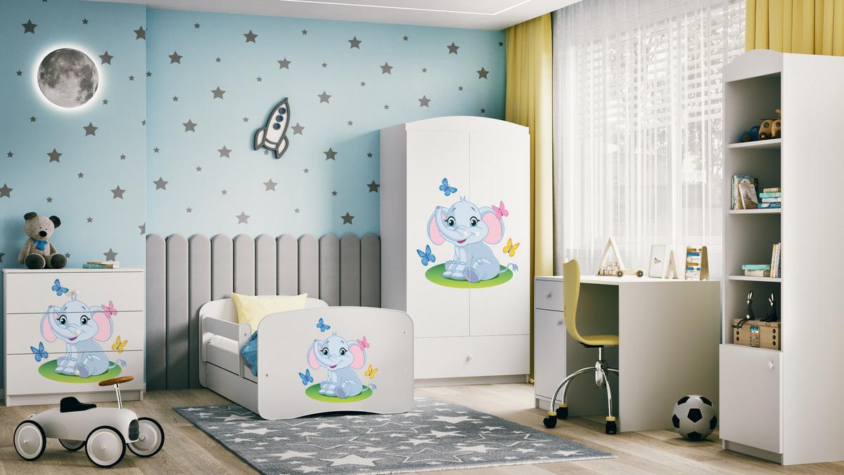 KINDERKLEIDERSCHRANK Elefant - Weiß, Holzwerkstoff (90/175/52cm) - RAUMHIRSCH FURNITURE