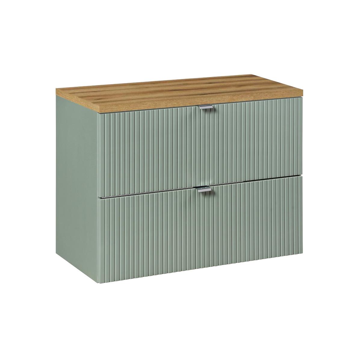 WASCHTISCHUNTERSCHRANK 80.4cm Jade Grün und Holz - Grün, Holzwerkstoff (80.4/59/40cm) - Petits-meubles