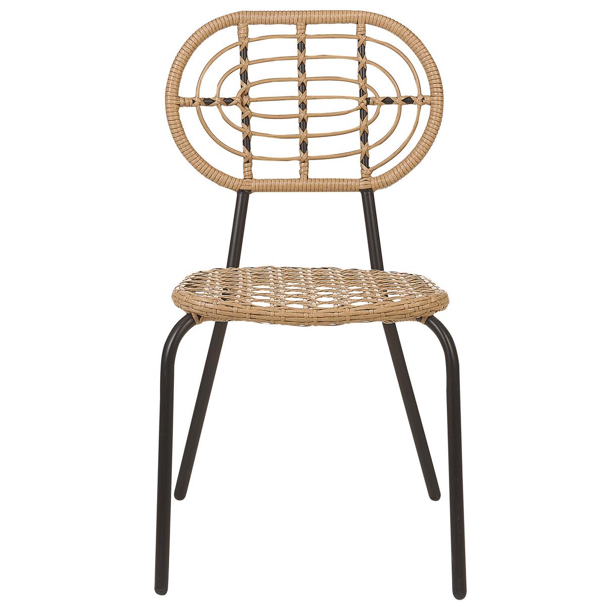 GARTENSTUHL 4er-Set PE Rattan natürlich Pratello - Naturfarben, Kunststoff (48/86/57cm) - Beliani