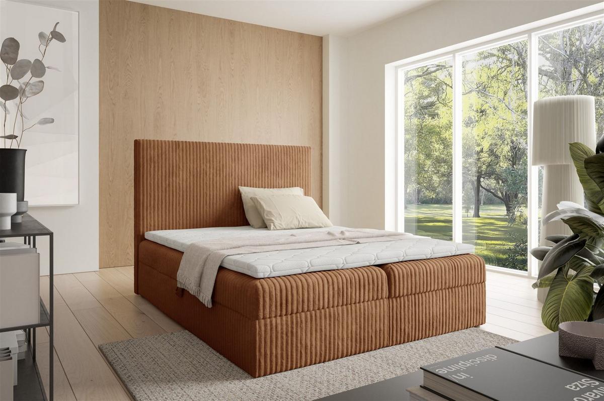 BOXBETT Arnau Premium - Rotbraun, Holzwerkstoff/Textil (120/200cm) - Fun Möbel