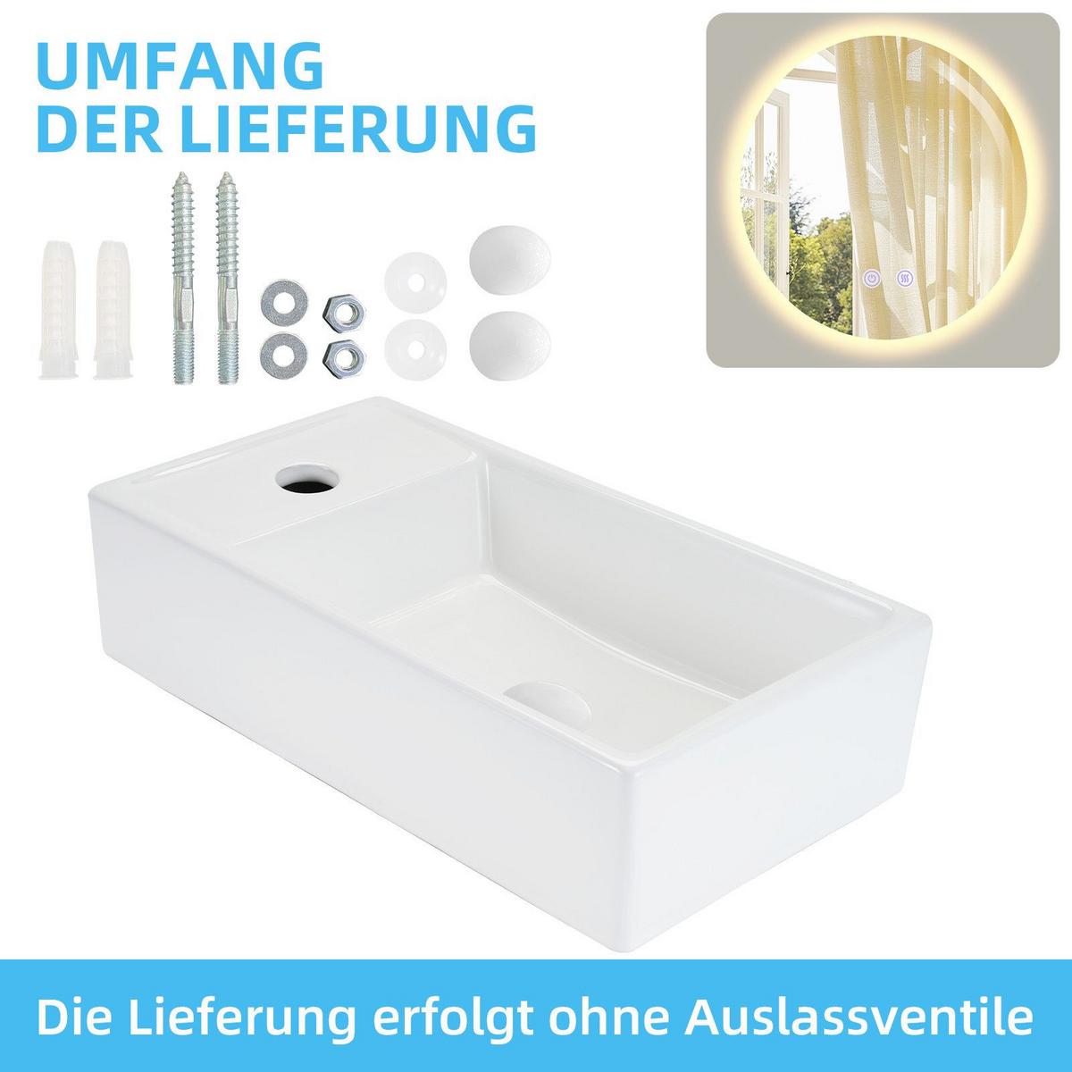 WASCHBECKEN Barr II 40/22/10cm - Weiß, Keramik (22/10/40cm) - Nettlife