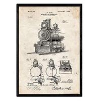 POSTER Lokomotive Lampe Patent A3 Rahmenlos - Klar, Papier (29.7/5/42cm) - Nacnic