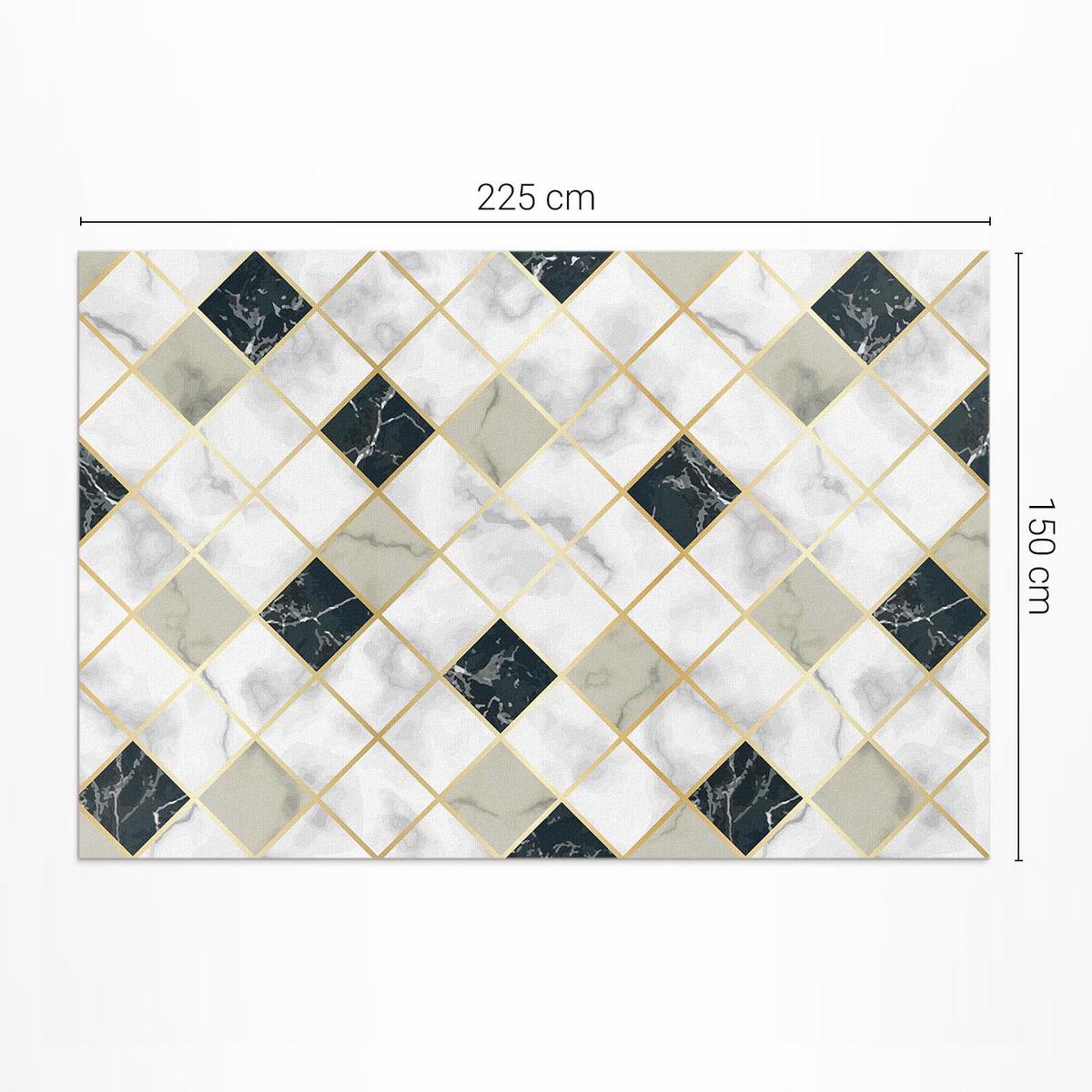 TEPPICH 150x225 cm Schöner Marmor Steinfliesen Optik - Blaugrau, Kunststoff (150/225cm) - Wallfluent