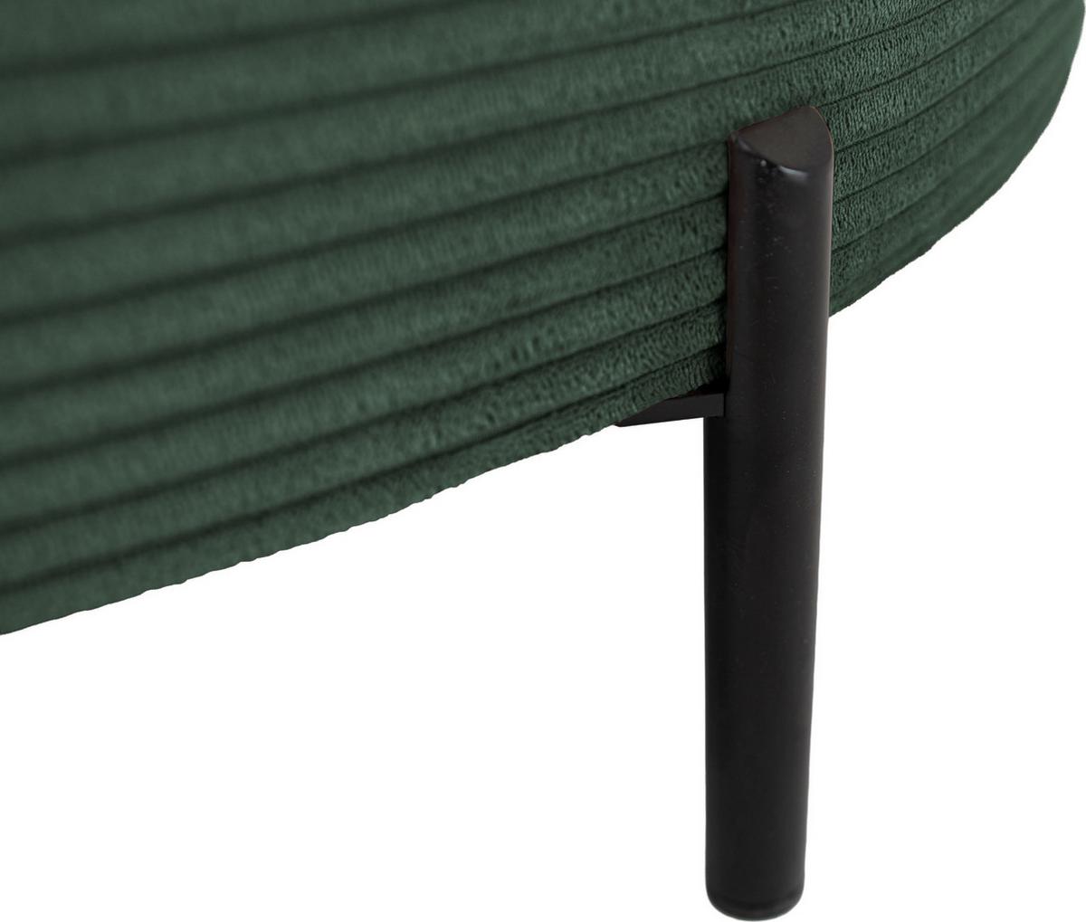 ECKSOFA Hana Loft 3-Sitzer Ecke Links, Cordstoff Chenille, Dunkelgrün 241/80/168 cm - Dunkelgrün/Schwarz, Textil/Metall (241/168cm) - WFL GROUP