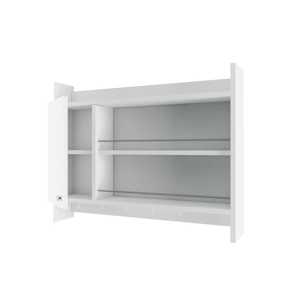 WANDHÄNGENDES Küchenregal Weiß L85 cm – KNERR - Weiß, Holzwerkstoff (15/65/31cm) - Calicosy