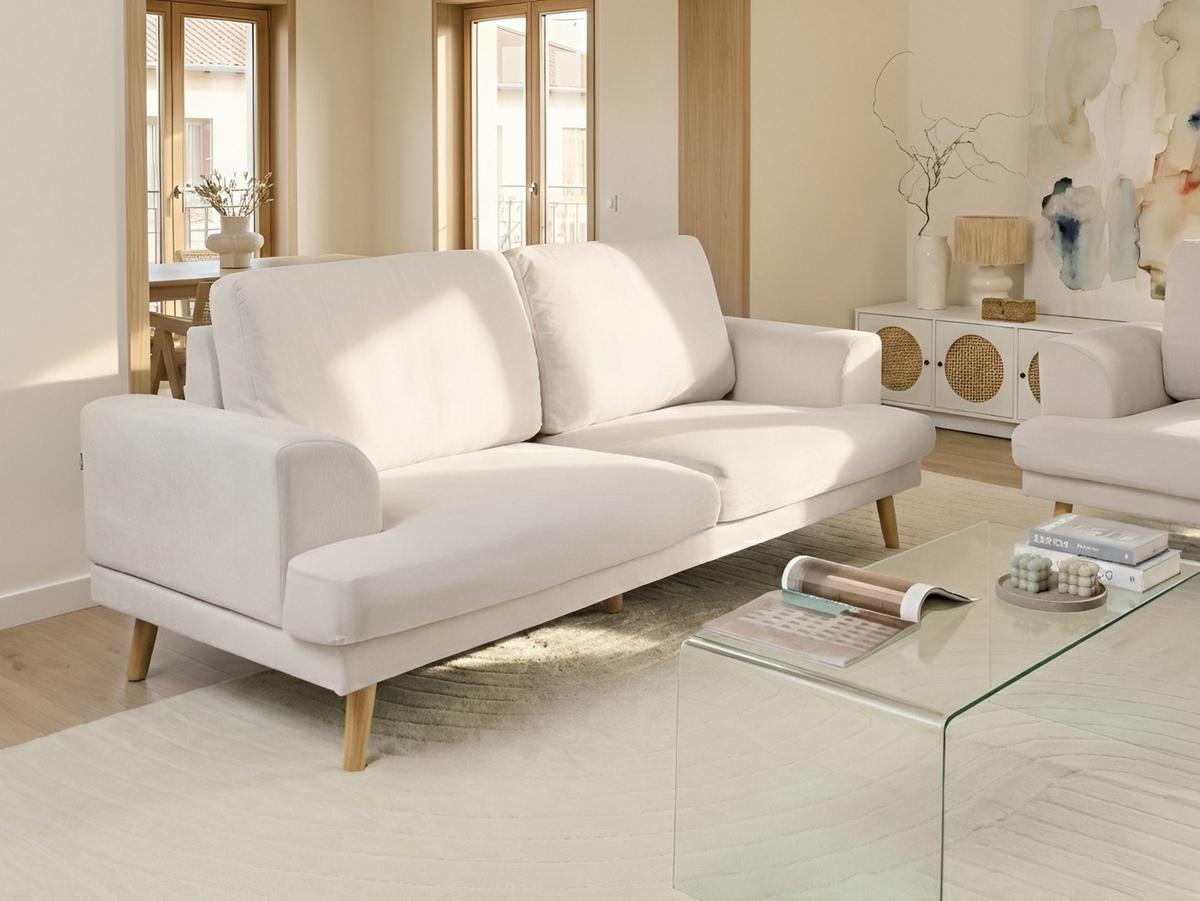 3-SITZER-SOFA Stoff Hellbeige Kildal - Beige, Textil (214/90/96cm) - Beliani